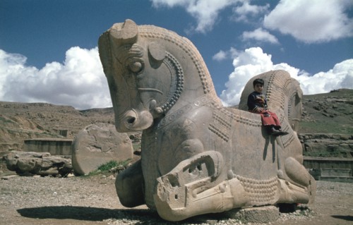 Protome of a double horse, the Apadana, Persepolis, Iran