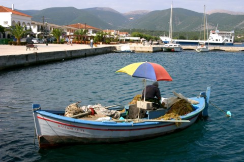 Small fishing boat in the harbour, Sami, Kefalonia, Greece
