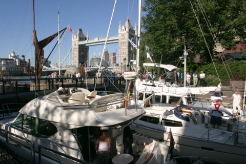 Boats in St Katherine's Lock, London