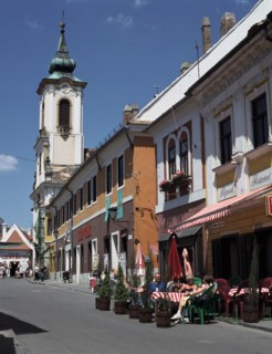 Café and church, Szentendre, Hungary