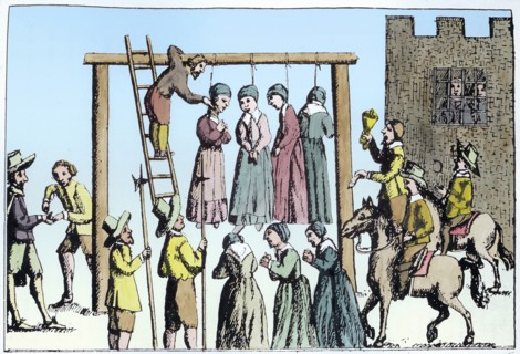 An execution of witches in England, 17th century. Artist: Unknown