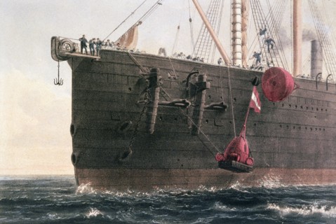 The laying of the transatlantic telegraph cable, August 8th, 1866. Artist: Robert Dudley