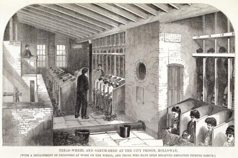 'Tread-Wheel and Oakum-Shed at the City Prison, Holloway', London, 1862. Artist: Unknown