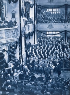 Adolf Hitler reads the Enabling Law in the Garrison Church at Potsdam, 21st March 1933. Artist: Unknown