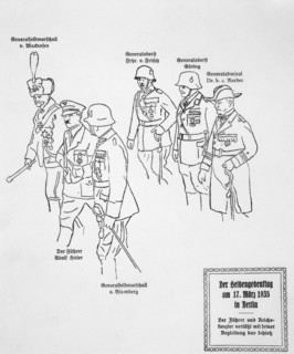 Adolf Hitler and leaders of the armed forces at the Heroes' Memorial ceremony, 17th March 1935. Artist: Unknown