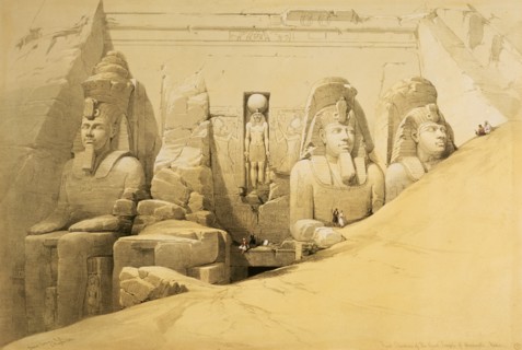 'Front elevation of the Great Temple of Abu Simbel, Nubia', Egypt, 1849. Artist: Louis Haghe