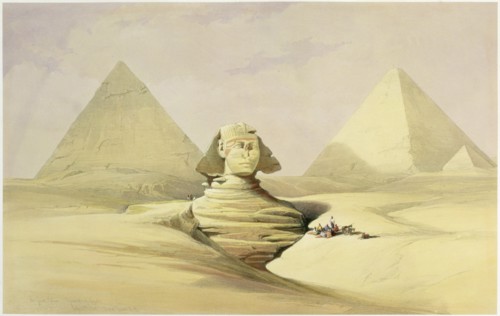 'The Great Sphinx and the Pyramids of Giza', Egypt, c1845. Artist: David Roberts