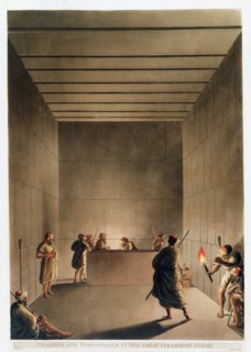'Chamber and Sarcophagus in the Great Pyramid of Giza', Egypt, 1802. Artist: Thomas Milton