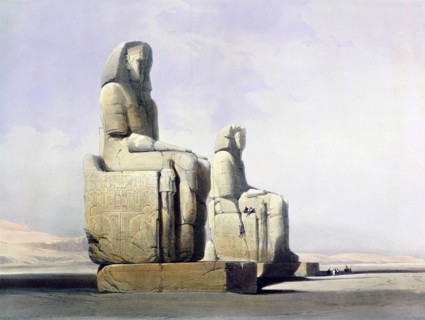 Detail of the Colossi of Memnon, Thebes, Egypt, December 4th 1838 (1846). Artist: Louis Haghe