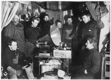 'Music in the Hut', Scott's South Pole expedition, 1911. Artist: Herbert Ponting