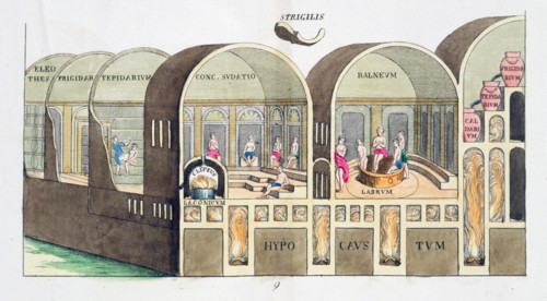 Cross section of a Roman baths, 19th century. Artist: Unknown