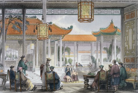 'Jugglers Exhibiting in the Court of a Mandarin's Palace', China, 1843. Artist: Thomas Allom