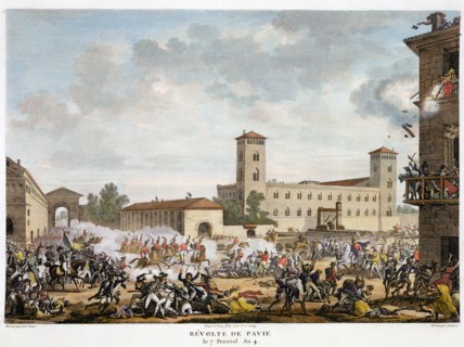 Revolt at Pavia, Italy 7 Prairial, Year 4 (May 1796).  Artist: Jacques Joseph Coiny