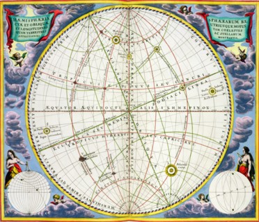 Map charting the movement of the Earth and Planets, 1660-1661. Artist: Andreas Cellarius