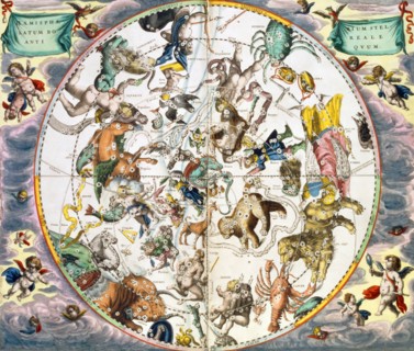 Celestial planisphere showing the signs of the zodiac, 1660-1661. Artist: Andreas Cellarius