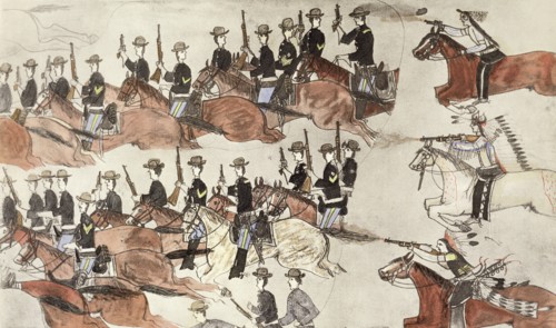 Battle of Little Bighorn, Montana, USA, 25-26 June 1876 (c1900). Artist: Amos Bad Heart Buffalo
