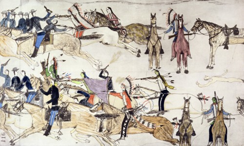 Battle of Little Bighorn, Montana, USA, 25-26 June 1876 (c1900). Artist: Amos Bad Heart Buffalo
