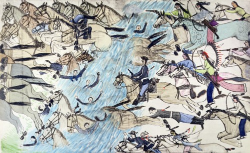Battle of Little Bighorn, Montana, USA, 25-26 June 1876 (c1900). Artist: Amos Bad Heart Buffalo