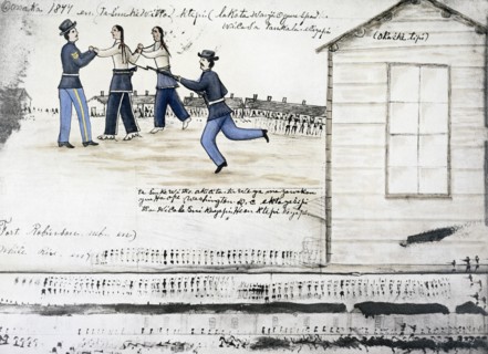The death of Crazy Horse, Fort Robinson, Nebraska, USA, 1877 (c1900). Artist: Amos Bad Heart Buffalo