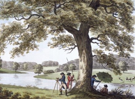 Humphry Repton surveying with a theodolite, late 18th-early19th century. Artist: Unknown