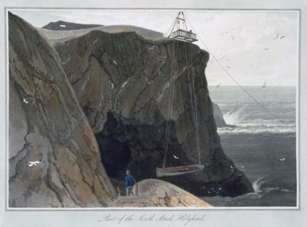 'Part of the South Stack, Holyhead', Anglesey, Wales, 1829. Artist: William Daniell