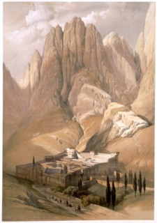 'Convent of St Catherine with Mount Horeb, February 19th 1839' (1849). Artist: Louis Haghe