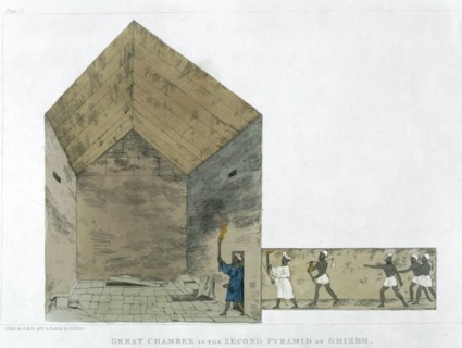 'The Great Chamber in the Second pyramid of Ghizeh, discovered by Giovanni Belzoni, 1820-1822'. Artist: Agostino Aglio