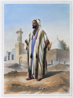 A fellah dressed in a haba, 1848. Artist: Charles Bour