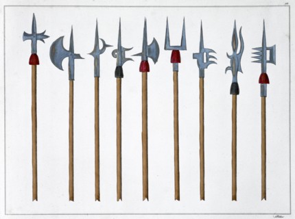 Lances, spears, halberds and partisanes, 1842. Artist: Friedrich Martin von Reibisch