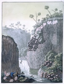 Explorers with Humboldt's expedition at the basalt cliffs at Regla, Mexico, c1820-1839. Artist: Gerolamo Fumagalli