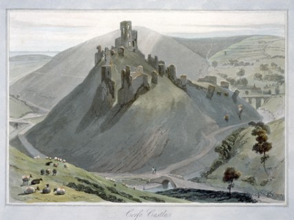 'Corfe Castle', Dorset, 1823. Artist: William Daniell