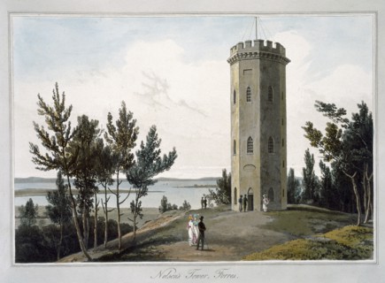 'Nelson's Tower, Forres', Moray, Scotland, 1821. Artist: William Daniell