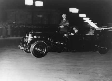 Adolf Hitler, German Nazi dictator, parading in a car, Berlin, Germany, c1930s. Artist: Unknown