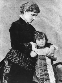 Winston Churchill (1874-1965) with his mother, Lady Randolph Churchill (1854-1921), 1870s. Artist: Unknown
