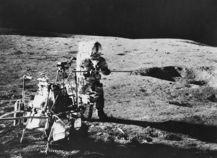Alan Shepard (1923-1998) assembling lunar hand tools during the Apollo 14 mission, 1971. Artist: Unknown