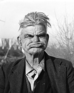 Gipsy pulling a 'gurney face', Lewes, Sussex, 1964.