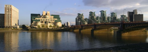 The SIS Building from across the River Thames, London.
