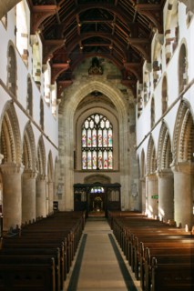 Interior of Wimborne Minster, Dorset.