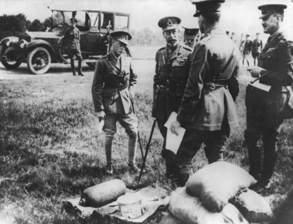 King George V and the Edward, Prince of Wales at the front, France, World War I, 1914-1918. Artist: Unknown