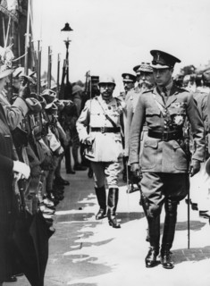 Edward, Prince of Wales inspecting French troops in France, World War I, 1914-1918. Artist: Unknown