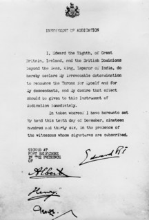Instrument of Abdication, Fort Belvedere, 10th December 1936. Artist: Unknown