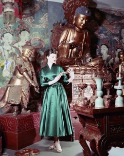 Model showing an evening dress in oriental style, 1950s.  Artist: Göran Algård