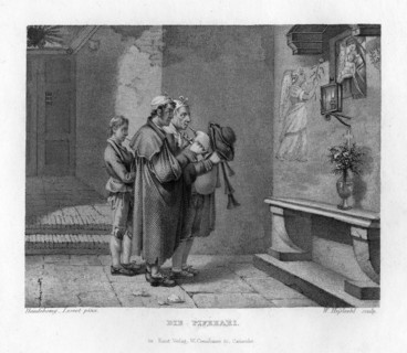 Italian bagpipers, c1833. Artist: W Hessloehl