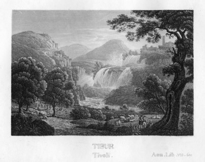 The River Tiber at Tivoli, Italy, c1833. Artist: Unknown