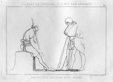 Odysseus talks with Eumaeus, the swineherd, c1833. Artist: Unknown