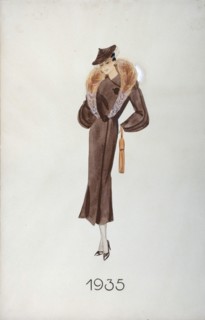 Model wearing a fur coat, 1935. Artist: Unknown