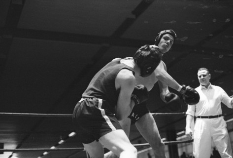 Boxing match in Landskrona Sports Hall, Sweden, 1967. Artist: Unknown