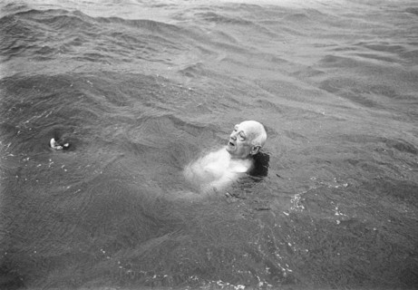 Old man bathing in Öresund, Landskrona, Sweden 1966. Artist: Unknown