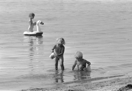 Children bathing in the Öresund, Bostahusen, Landskrona, Sweden 1966. Artist: Unknown