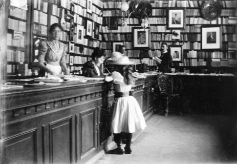 Interior of a bookshop, Landskrona, Sweden, 1895. Artist: Unknown